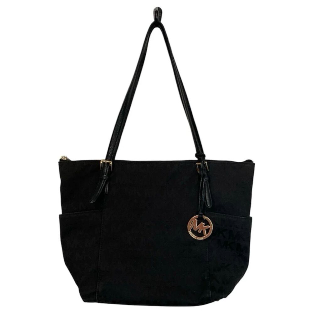 Michael Kors Women's Soft HandBag, Large - Black MK Logo - Picture 1 of 16